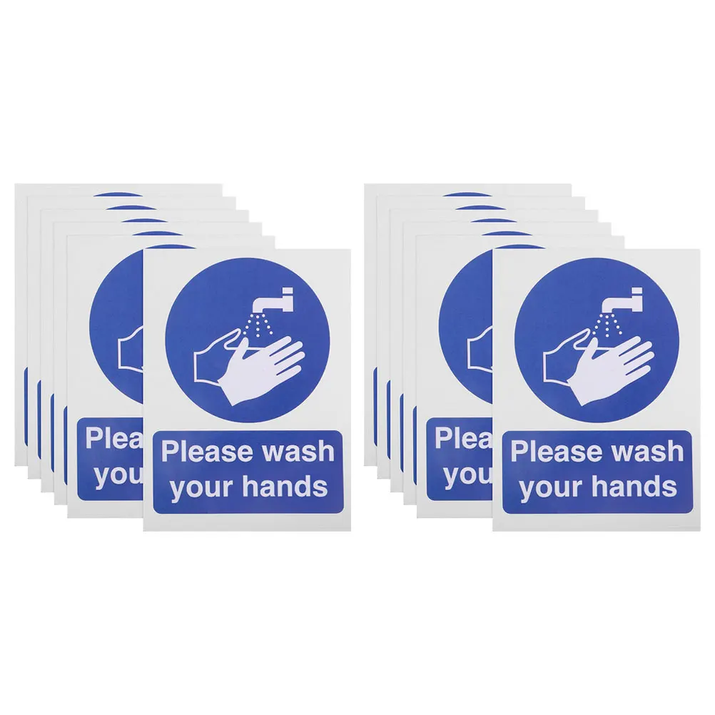 

12pcs Bathroom Hand Wash Stickers Waterproof Wall Decals Reminder Signs For Home Office Restroom Decorative Use