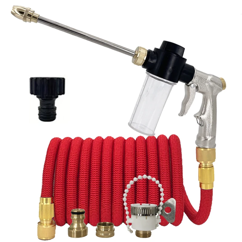 Adjustable Magic Hose Pipe Foam Nozzle High-Pressure Car Wash Garden Hose - Flexible Metal Foam Spray Lrrigation Tool