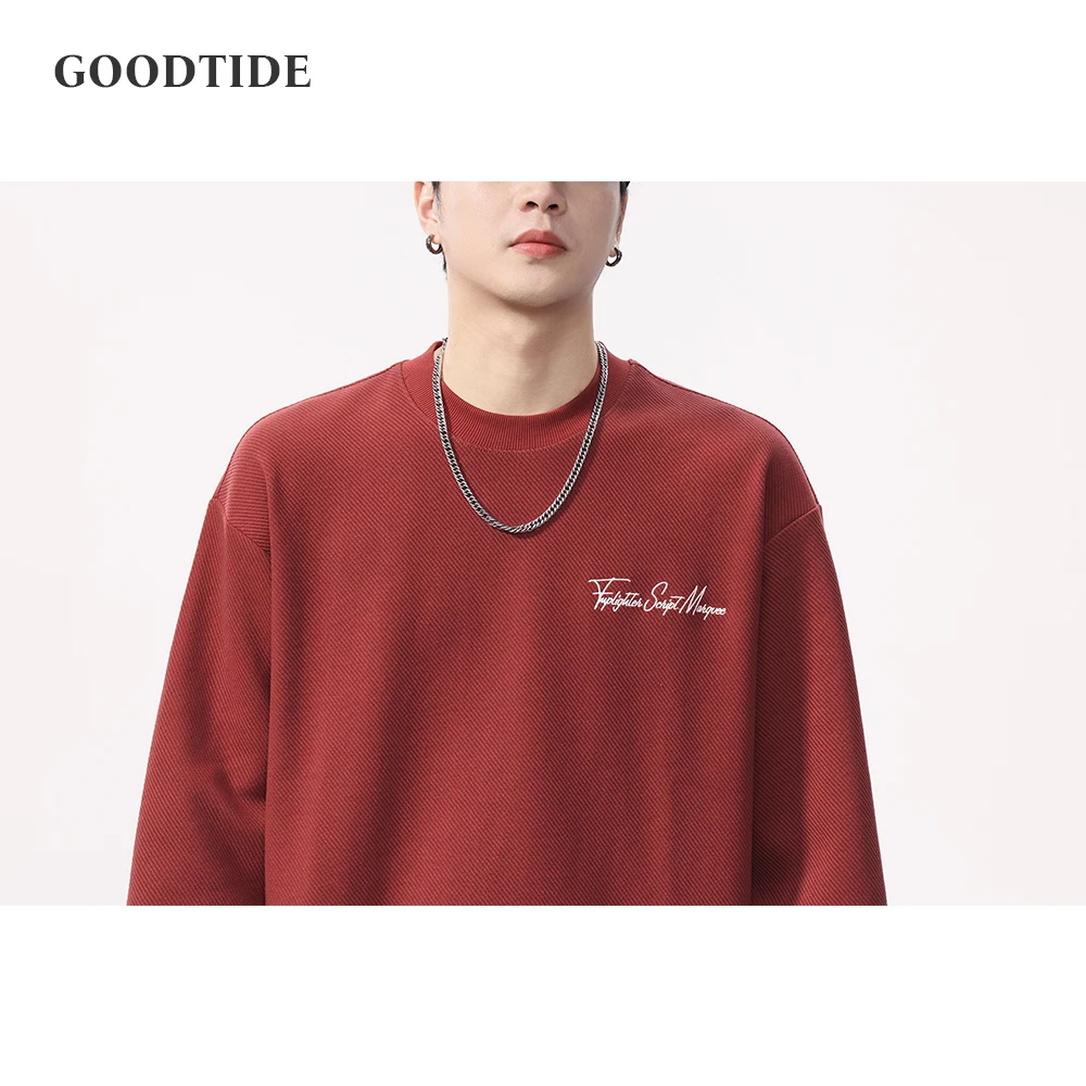 سترة رجالية ثقيلة الوزن 360 جرام مطرزة بحروف بياقة دائرية 2025 خريف شتاء جديد فضفاض متعدد الاستخدامات #5