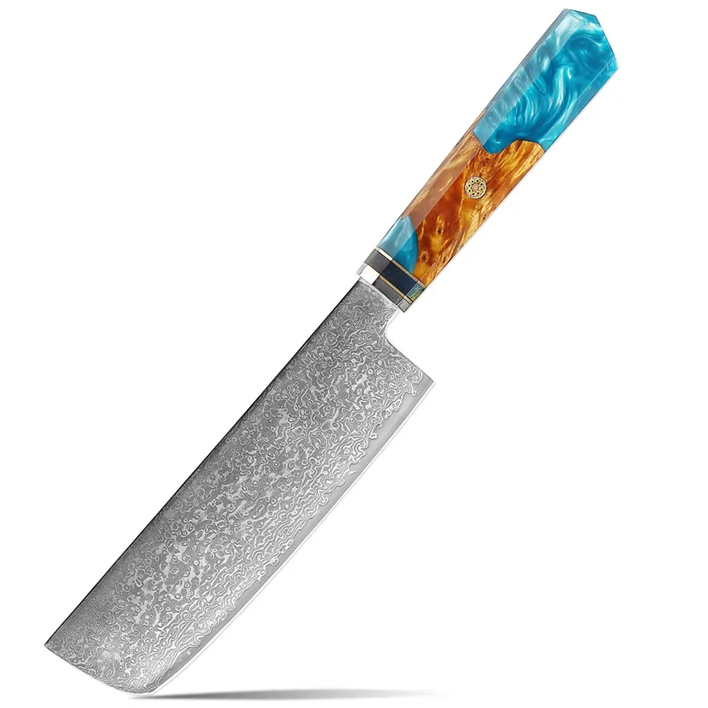 

7-дюймовый нож Накири, японский дамасский стальной кухонный нож, профессиональный нож для мяса и овощей, тесак, нож для нарезки пищи