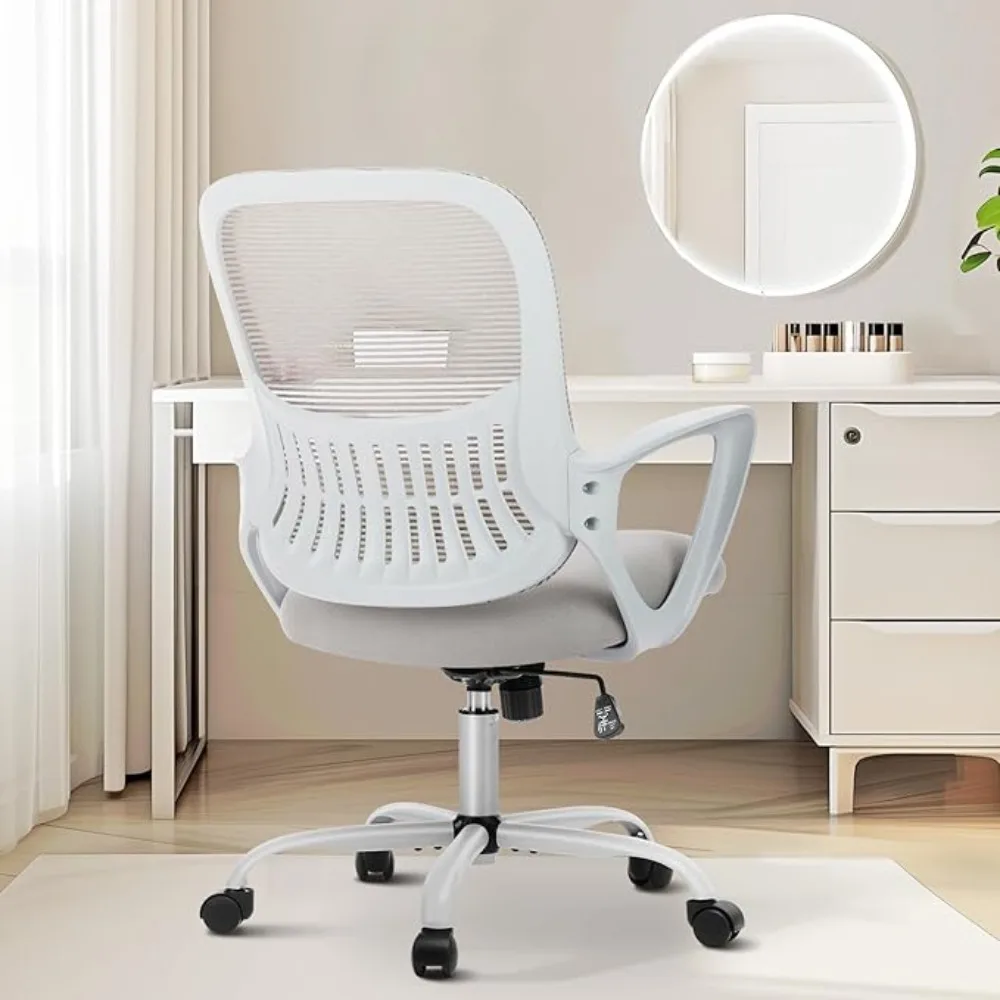 Silla ejecutiva de escritorio para ordenador de oficina, asiento ergonómico de malla con respaldo medio, giratoria, para trabajo