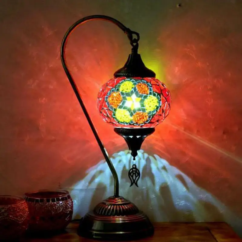 

D15cm Morocco Retro Tabel Lamp Mosaic Bedside Dressing Decorative Desk Lamp Deco Vintage Bedside Table Lightings For Bedroom