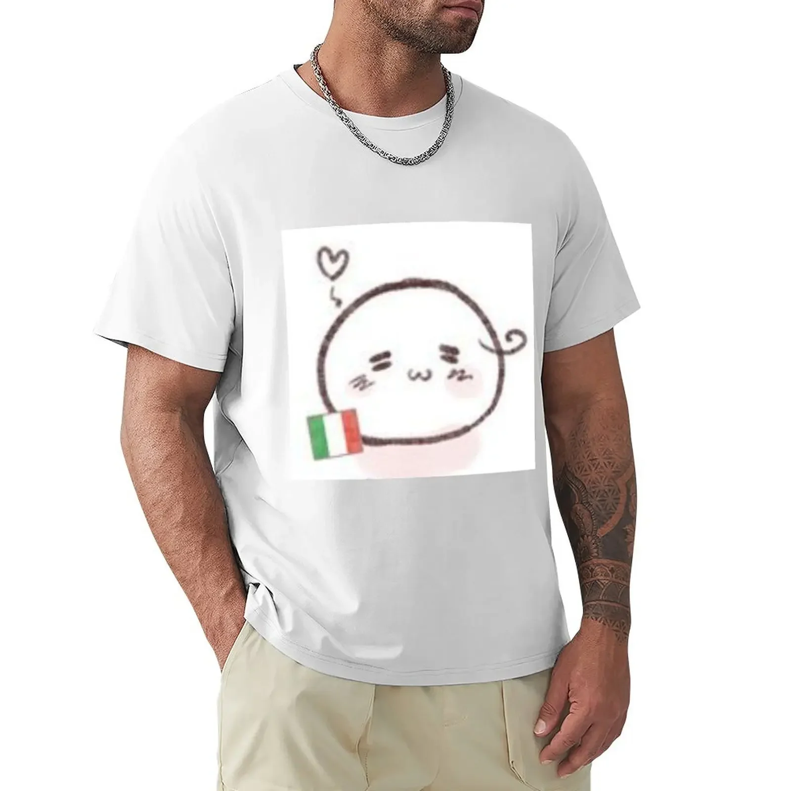 Hetalia-Camiseta de Mochi de Italia para hombre, tops de verano con estampado de animales, ropa vintage