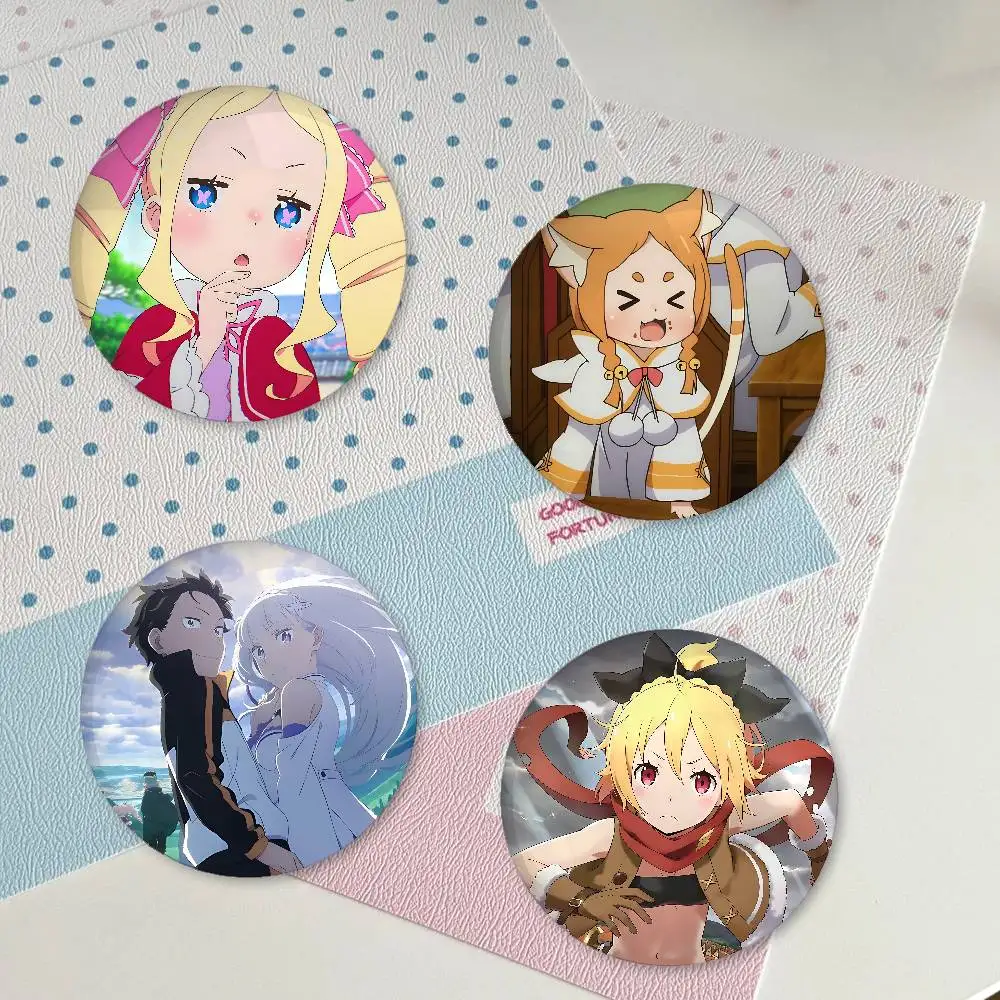 R-Re Z-Zero Starting Life In Another World Badges Fashion New Hip Hop Versatile Round Metal Badge Cartoon Pin Gift Wholesale
