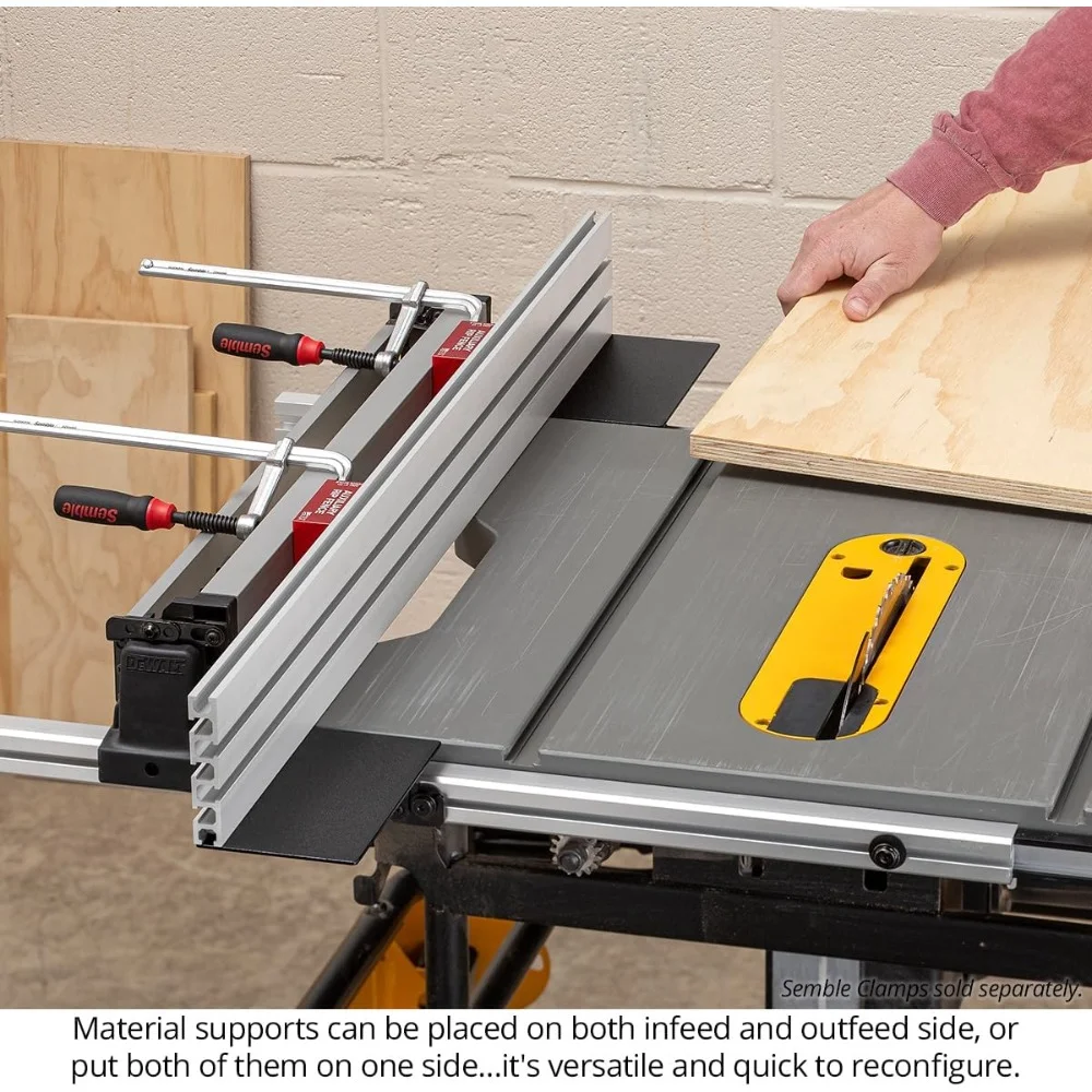Auxiliary Rip Fence 36 Inch Table Saw Fence Extension Infeed Outfeed Support with T Track Slots and Clamping Blocks