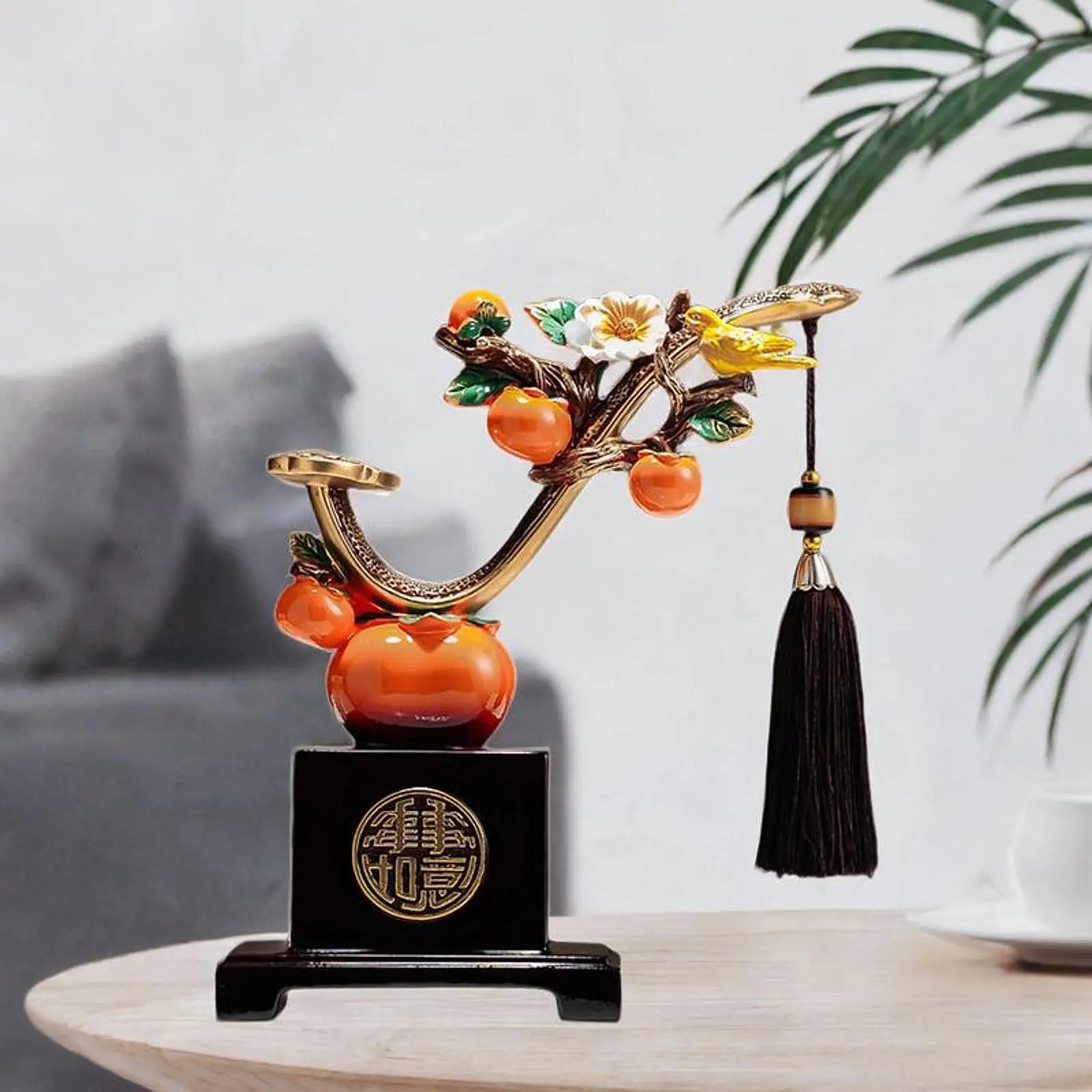 Resin Lucky Persimmon Statue Traditional Indoor Persimmon Ruyi for Restaurant