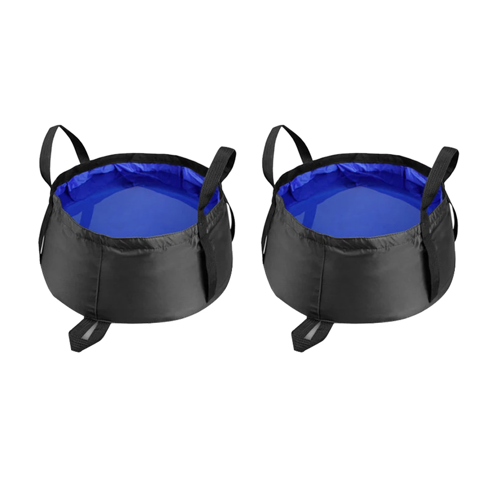 

2 Pcs Portable Basin Bubble Water Bag Foldable Wash Kettle Bucket Collapsible Travel
