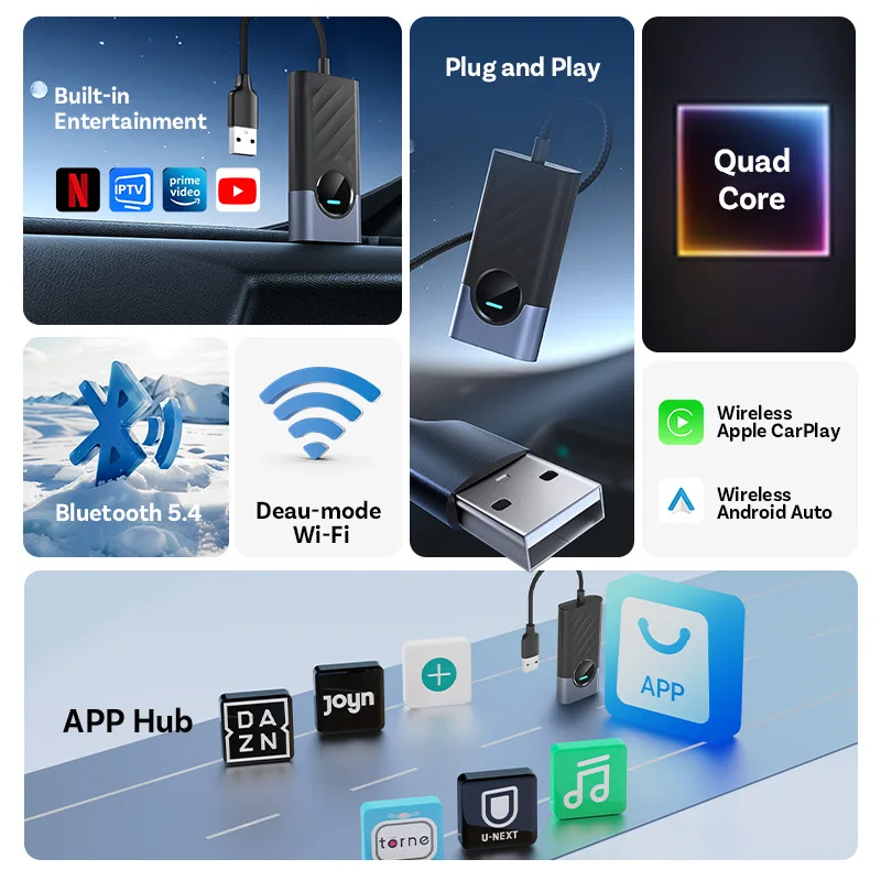 Cross-border wireless carplay box adapter is suitable for Apple Android 2-in-1 auto