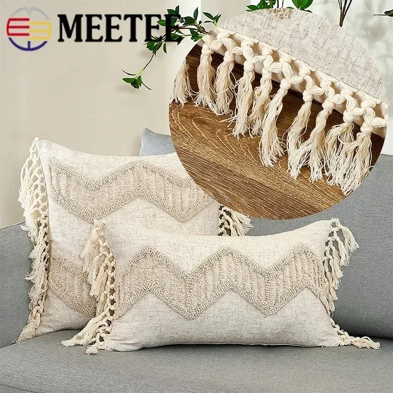 2/5Meters Meetee 9/10cm Cotton Tassle Lace Fabric Knotted Ribbon Yarn Broom Sling DIY Craft Hometextile Curtain Sewing Accessory