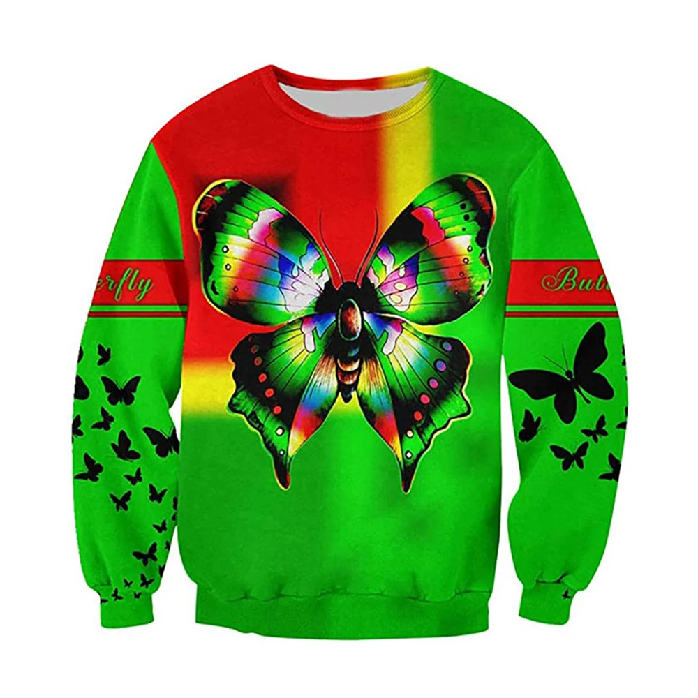 Colors Butterfly Zipper Hoodies Cardigans Sweatshirts Printed Harajuku Crewneck Outdoor Funny Sports Streetwear Mens Clothing