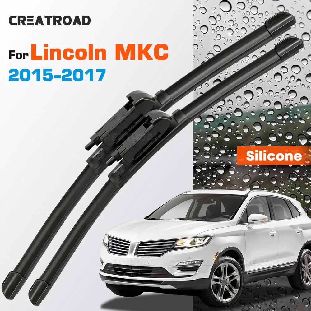 

Silicone Wiper Blades Fit For Lincoln MKC 2015-2017 Coated Silent HD Wear-Resistant Car Windshield Wipers 26"+15"