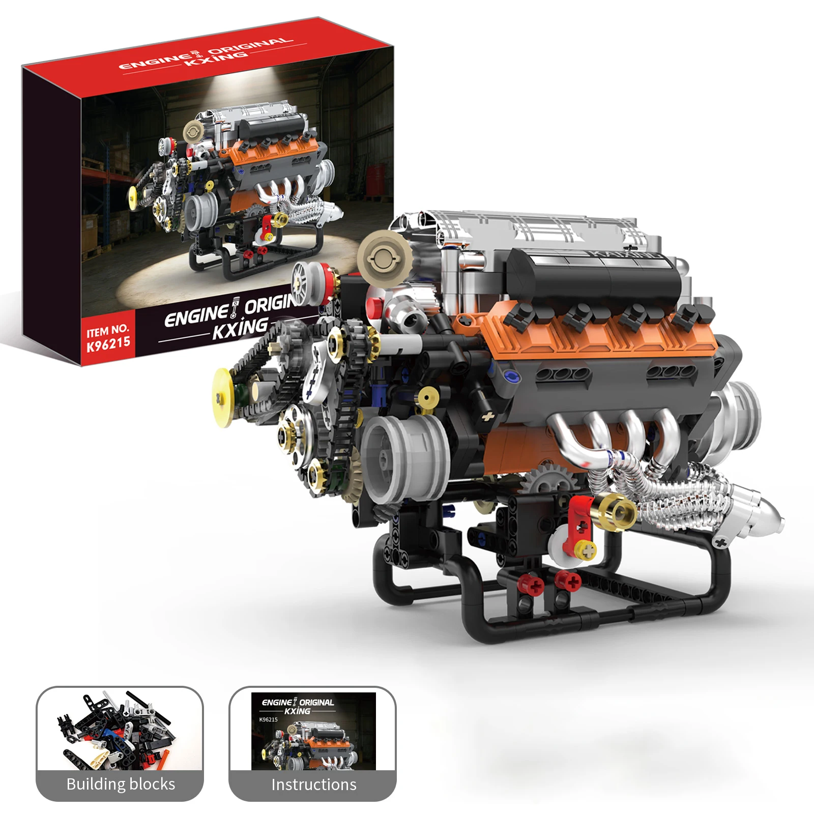 

High Simulation V8 Engine Building Blocks Set Movable Chain Transmission Educational STEM Toy Mechanical Collectible Model Gifts
