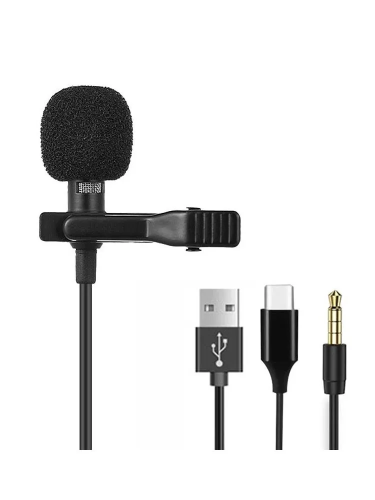 Mini Microphone Lavalier Portable à Clip métallique, micro à revers filaire 3.5mm/type-c/USB pour téléphone Portable, ordinateur Portable, appareil photo DSLR, haut-parleur