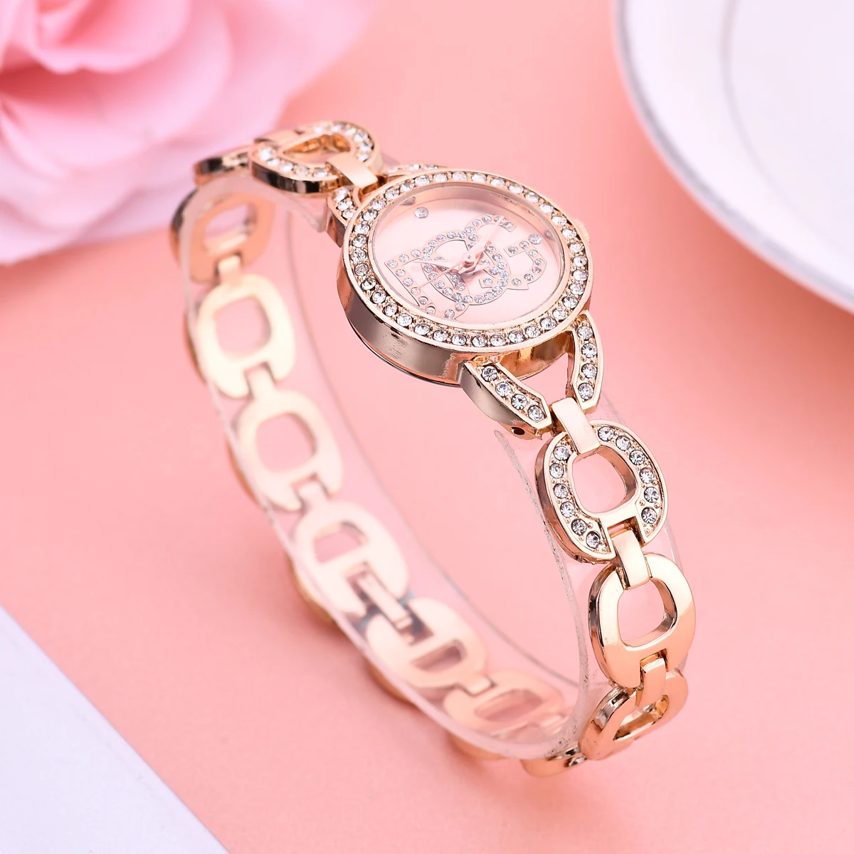 2022 Luxury Brand Women Rhinestone Fashion Full Steel Bracelet Watch Casual Boutique Ladies Dress Elegant Quartz Wristwatch