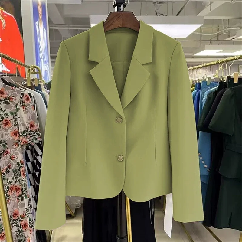 Casual Short Blazers Jackets Women Korean New Office Coats Long Sleeve Formal Elegant Cropped Spring Autumn Ladies Suit Jackets