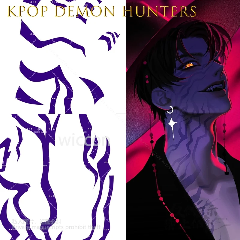 [Cos C COS] Kpop Demon Hunters Jinu Saja Boy Your Idol Tattoo Stickers Face And Hands KPOP Idol Makeup Accessories Halloween