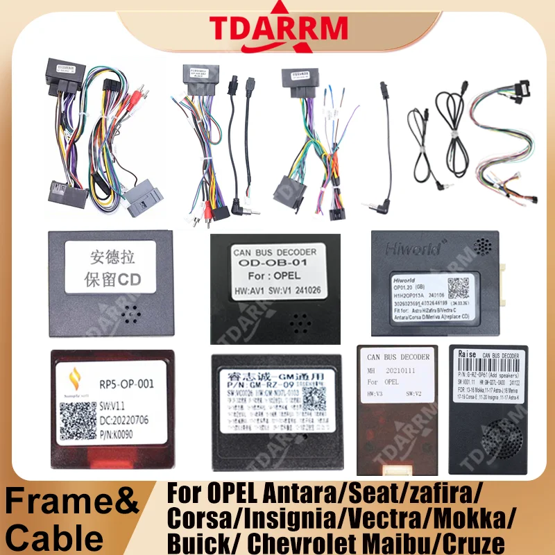 Car Wiring Adapter, Canbus Box Decoder, Power Cable For OPEL Antara/Seat/zafira/Corsa/Insignia/Vectra/Mokka/Buick.