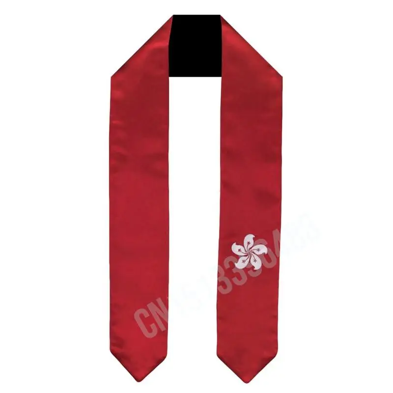 Hong Kong China Flag Scarf Top Print Graduation Sash Stole International Study Abroad Adult Unisex Party Accessory