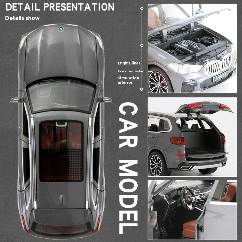 1:24 pressofuso in lega dell'auto modello di simulazione X5, auto giocattolo con suono e luce regalo per bambini, ornamenti della collezione SUV Car Boy