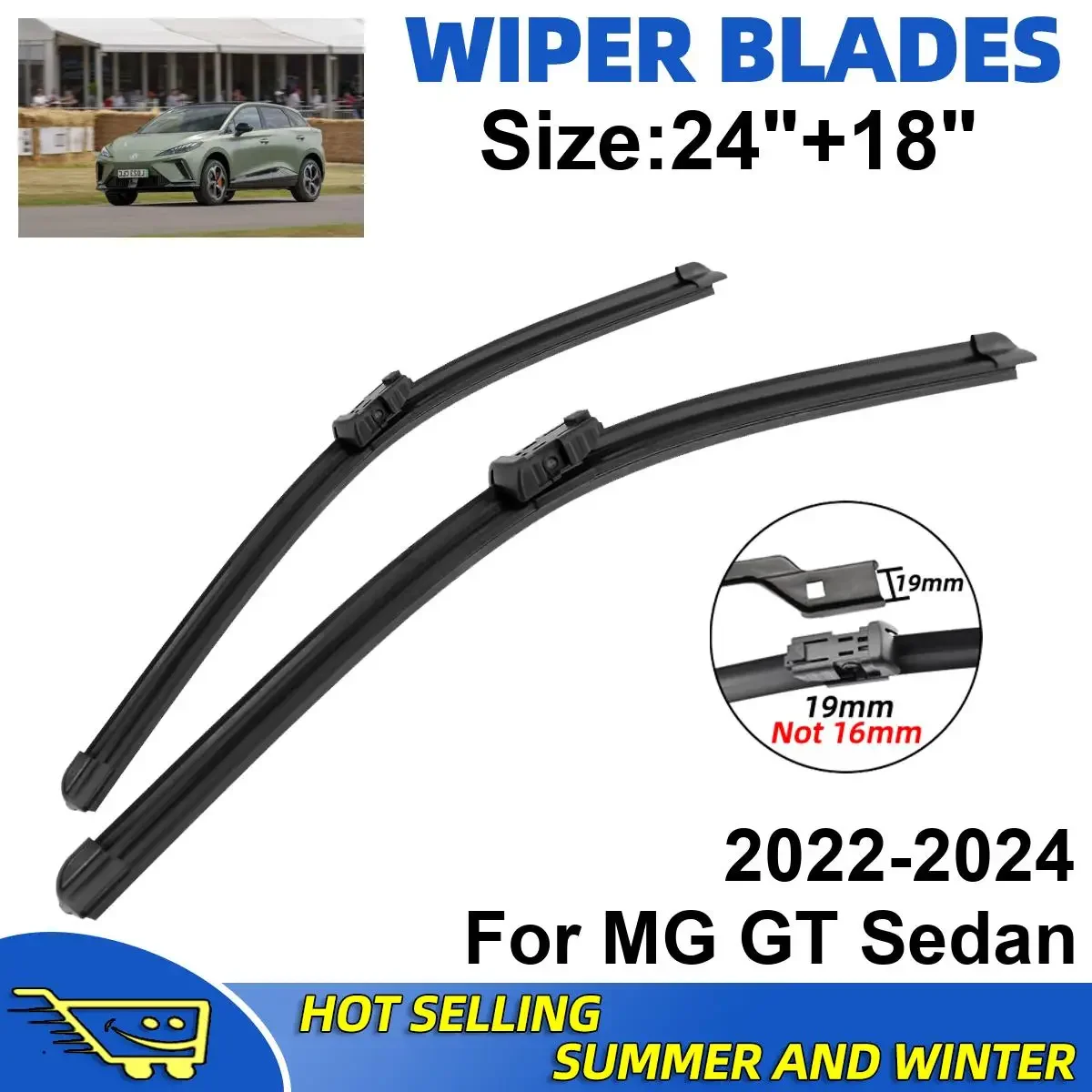 

2PCS Wiper Blades Set Kit For MG GT Sedan 2022-2024 Front Windshield Brushes Windscreen Window Accessories