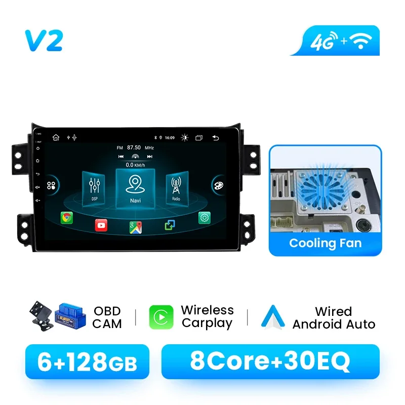 Draadloze CarPlay Autoradio Voor SUZUKI Splash Ritz 2004-2010 Voor Opel Agila 2008-2012 Android 1280*720 IPS Scherm GPS 4G Wifi DSP