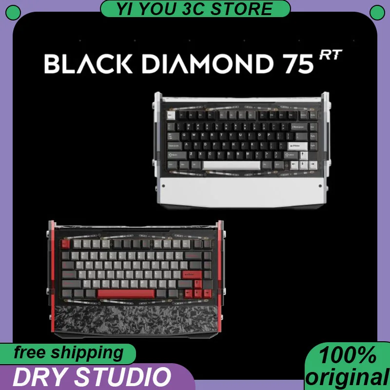 DRY STUDIO Black Diamond 75 V2 Mechanical Keyboard Tri-mode 2.4G Wireless RGB 81 Keys Customized PC Esports Keyboards BD 75 RT