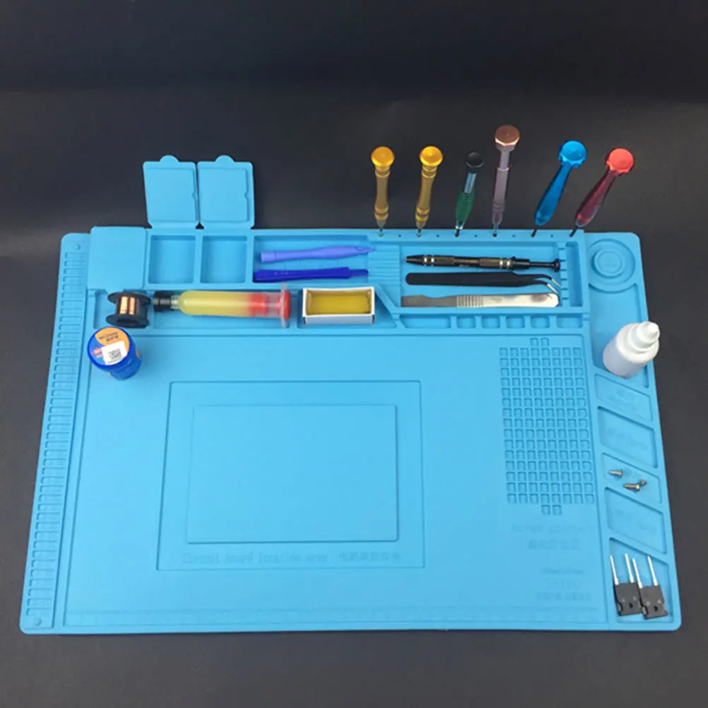 

Magnetic Small Parts Work Mat Heat Resistant Silicone Repair Pad For Phone Laptop Electronics Disassembly Station Tool Sky