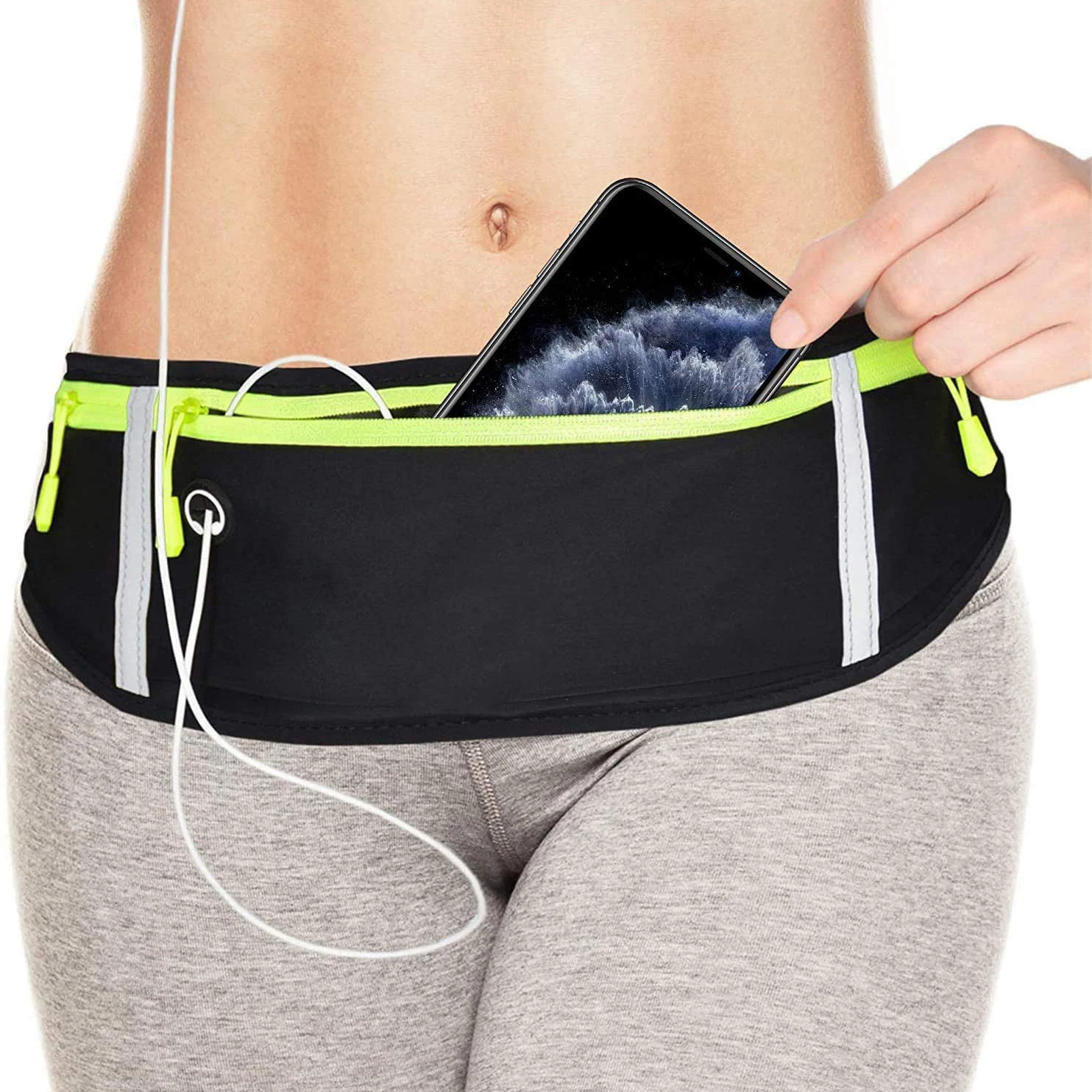 Sport Running Waist Bag for Women Men Gym Fanny Bag Safty Reflective Tape Waterproof Pack Cycling Phone Case Running Belt