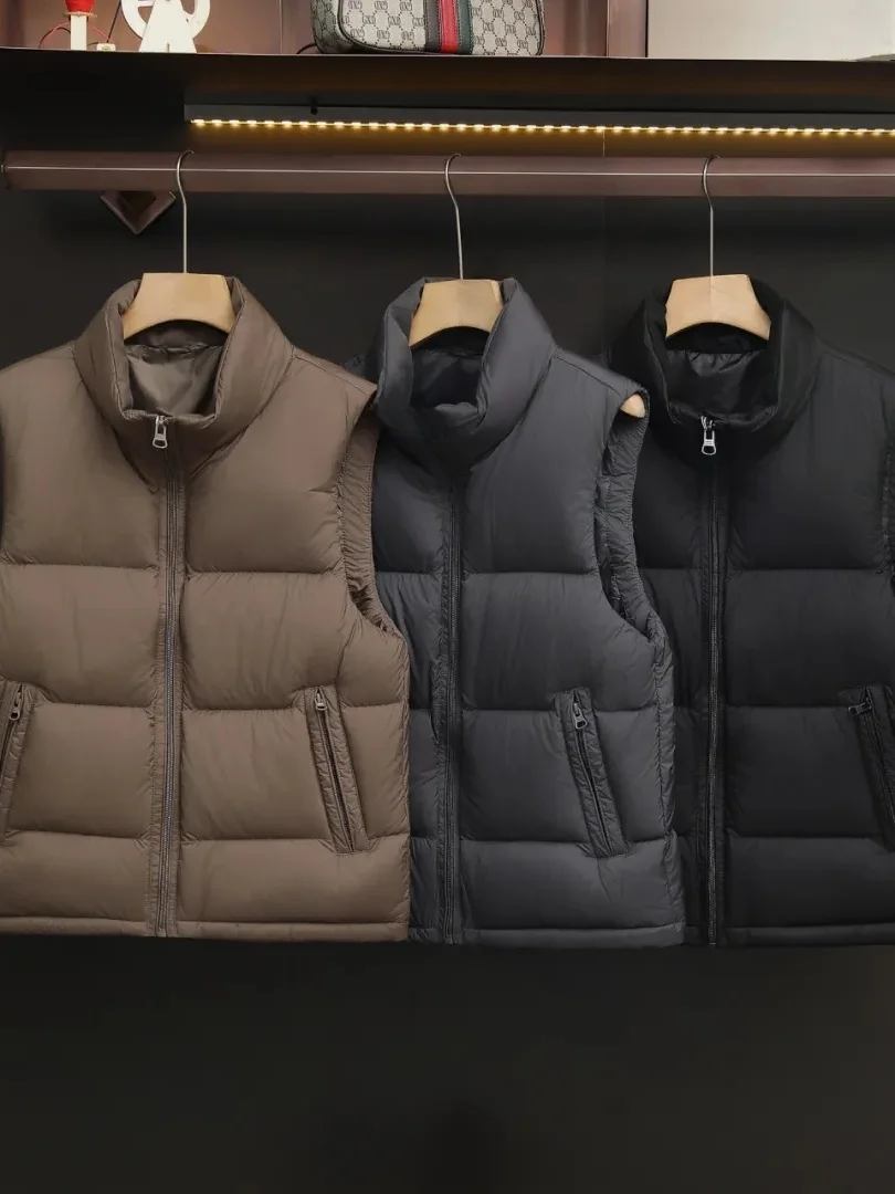 

Пушистый и мягкий! 90% белый утиный пух! Мужской зимний универсальный повседневный пуховый жилет-свитер премиум-класса