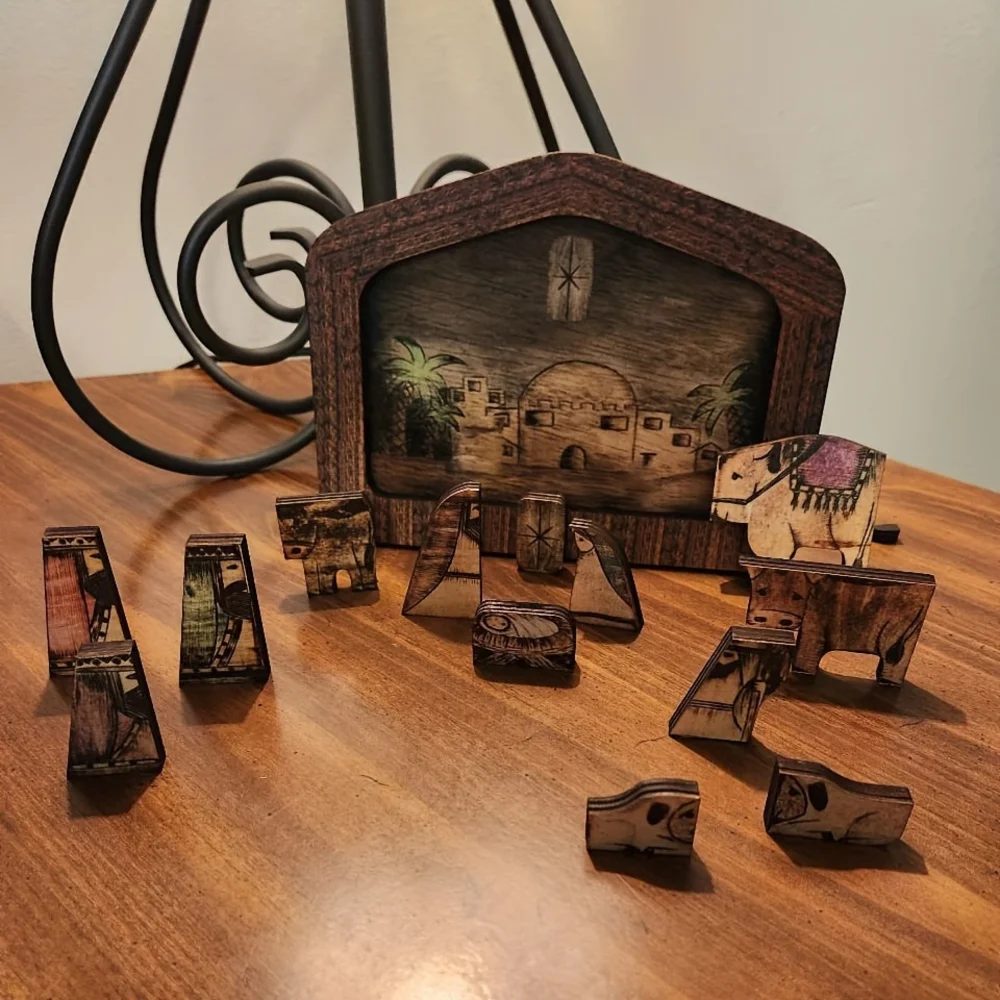 قطعة واحدة، لغز المهد، هدايا عيد الميلاد الخشبية الممتعة المصنوعة يدويًا، ديكور المنزل، ديكور الغرفة #3