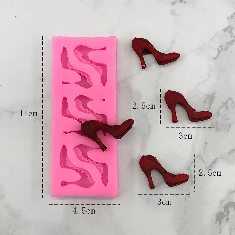 Small Makeup Theme Silicone Mold Handbag Purses Bag High Heel Shoe Lipstick Perfume Lip Fondant Mould Cupcake Topper Valentine