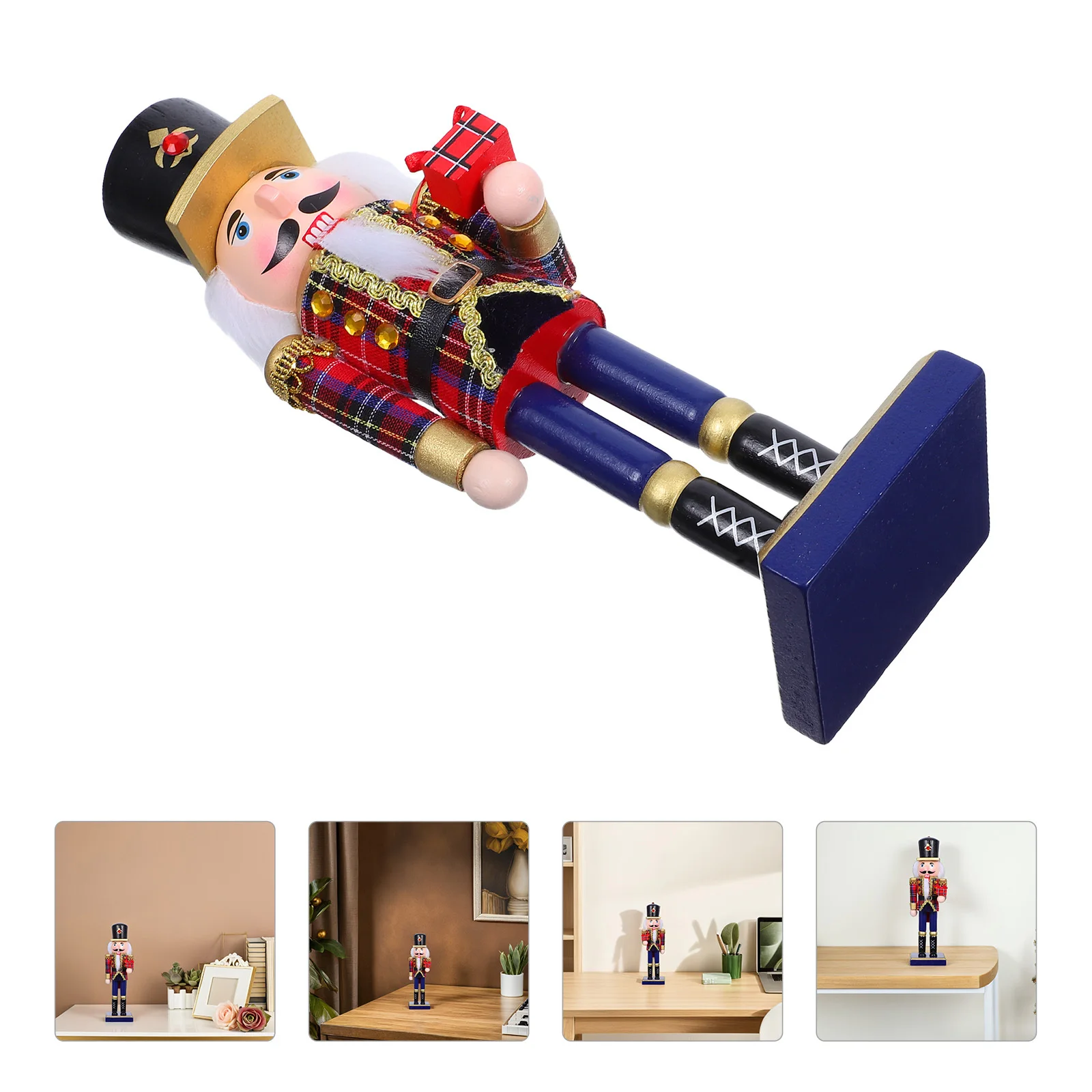 

Wooden Nutcracker Soldier Christmas 25Cm Traditional Classic Holiday Nutcracker Statue Xmas Tabletop Decoration