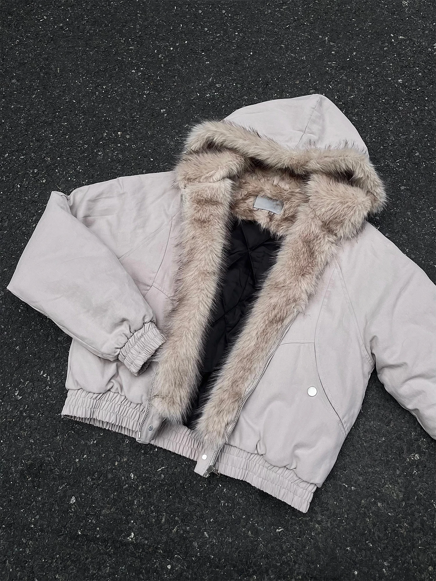 

Мужское теплое хлопковое пальто Thiened Winter Jaet Cleanfit с меховым воротником-стойкой, длинная застежка-молния све