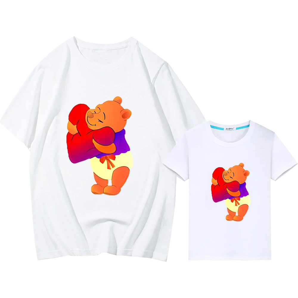 

Disney family matching outfits y2k Men women Tops Pooh Bear t shirt for kids boy 10years girl Tees mom daughter matching clothes