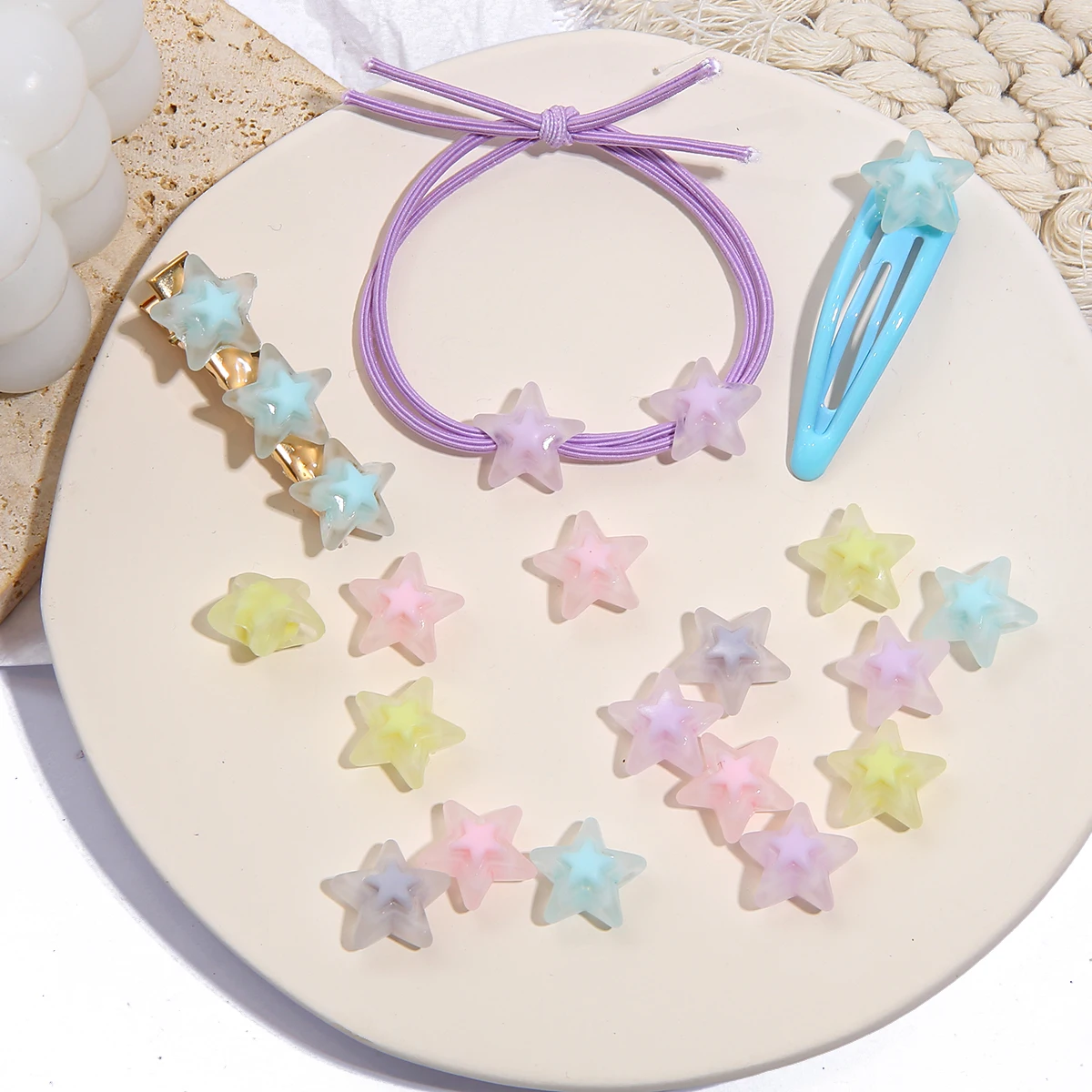 

20pcs Acrylic Transparent Frosted Star Pentagram Shape Beads For Jewelry Making DIY Necklace Earrings Necklace Accessories