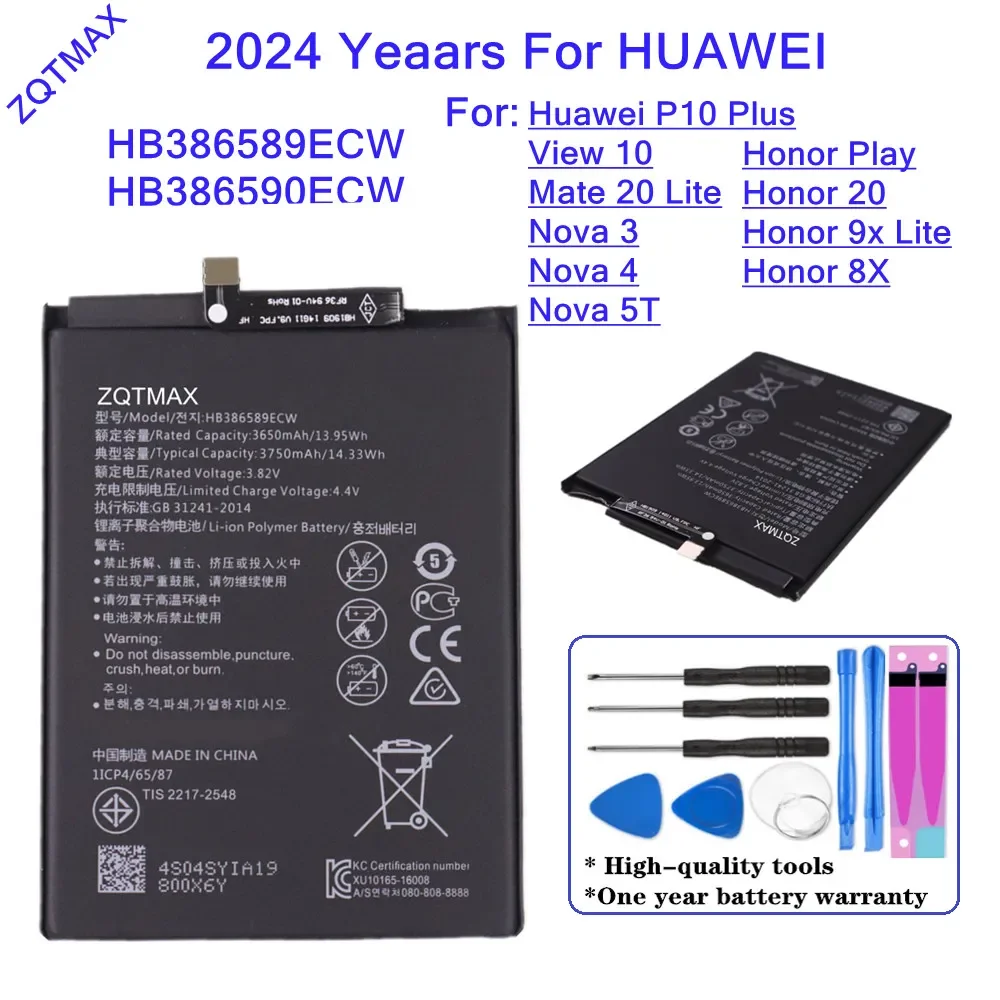 HB386589ECW 3750mAh Battery For Huawei Honor 8x 20 Play 9x Lite P10 PLUS View 10 V10 Mate 20 Lite Nova 3 4 5T Phone Bateria