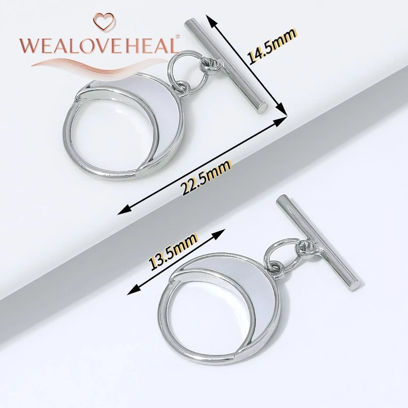 Rhodiumbeschichteter Messing-Halbmond-OT-Knebelverschluss mit eingelegter Muschel für DIY-Armband-, Halsketten- und Schmuckherstellungszubehör. – Detail 16