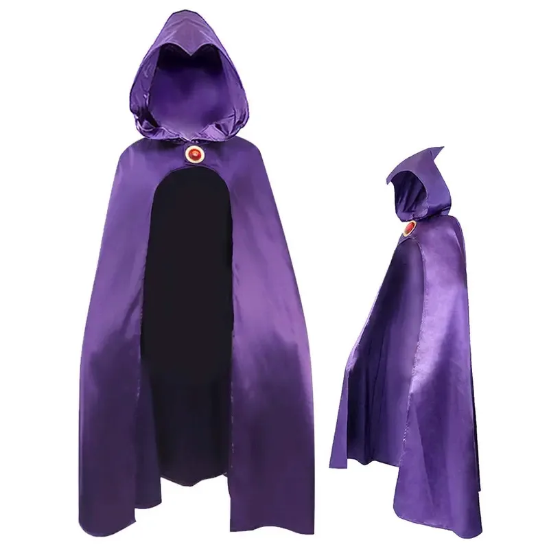 Disfraz de CyCafele TeenTitans-Raven, mono de lujo con cinturón y capa morada, uniforme de Halloween, accesorios de disfraz para mujer