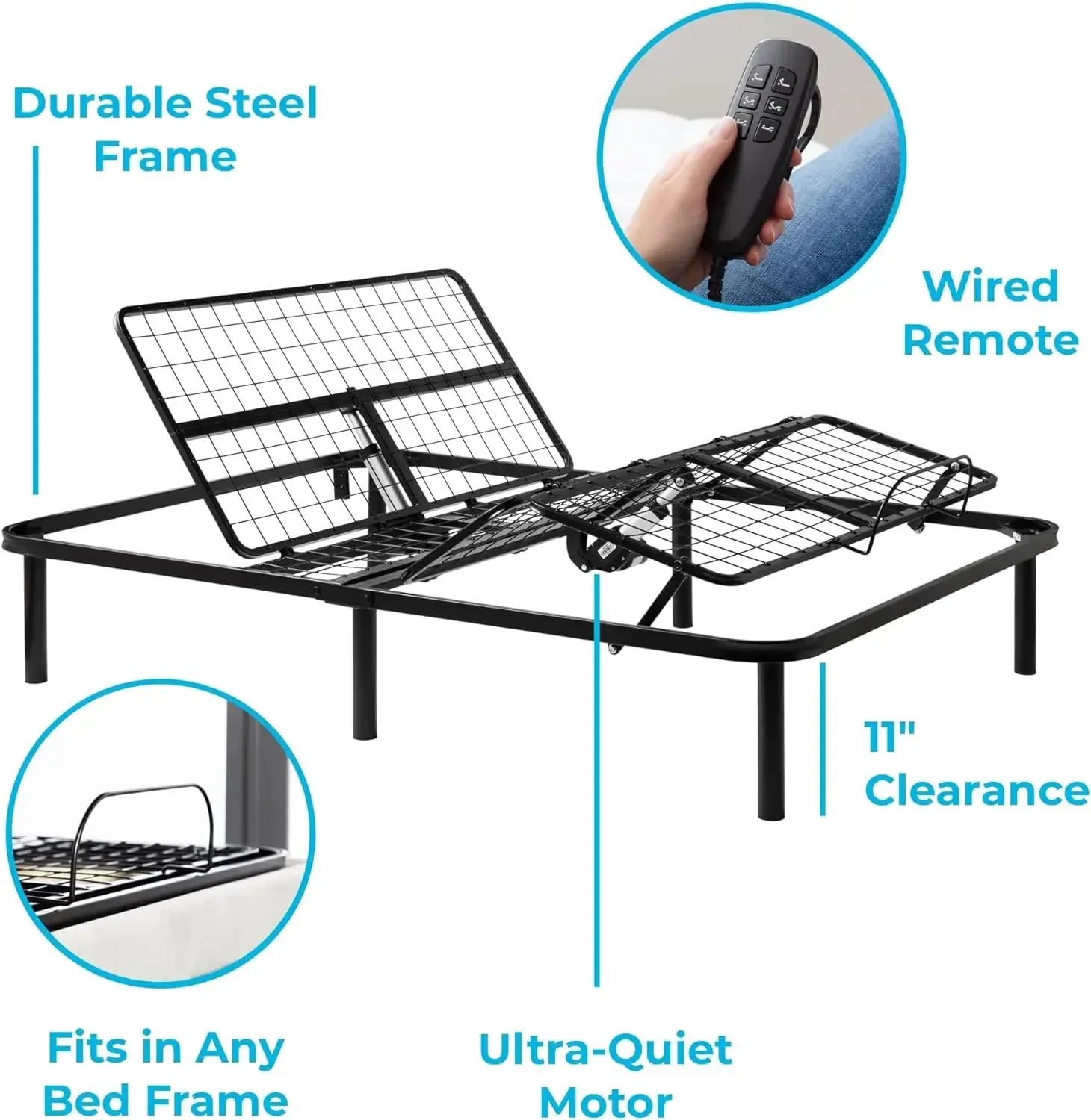 Adjustable Bed Frame - Independent Head and Foot Incline - twin bed frame - Easy Tool Free