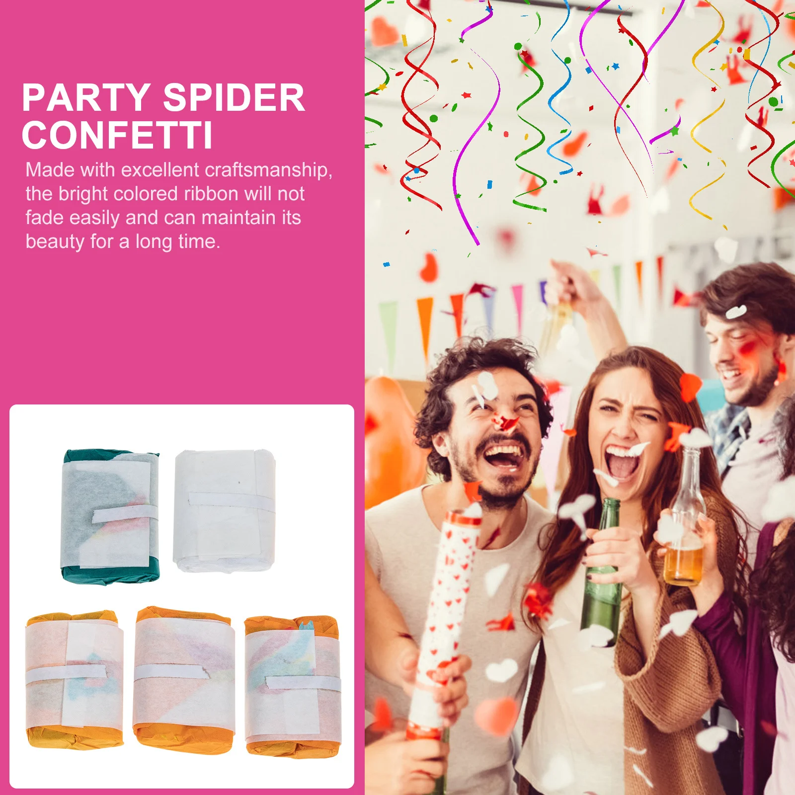 

5pcs Props Colorful Paper Streamers Lightweight Handheld Party Decorations Wedding Birthday Celebration Throwers