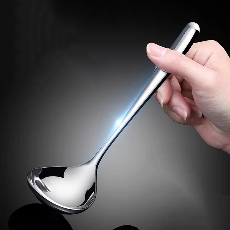 Kitchen Stainless Steel Spoon Long Handle Tablespoons Hot Pot Soup Ladle Ramen Noodles Scoop Tableware Cooking Utensils