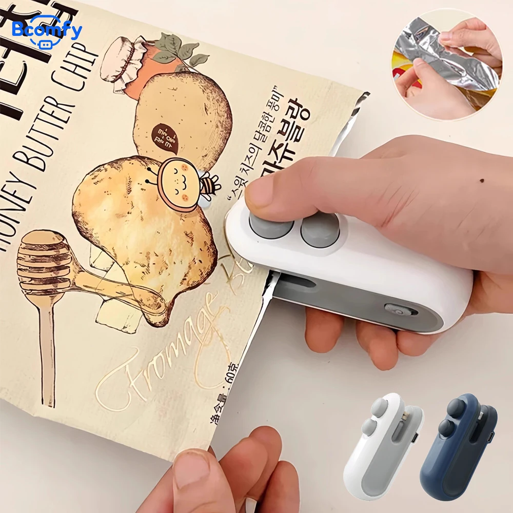 

Mini Heat Bag Sealing Machine Portable Plastic Bags Sealer for Snacks 2-in-1 Rechargeable Handheld Food Package Heat Sealer