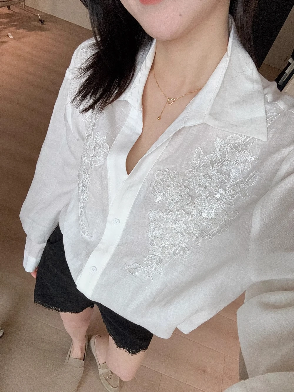 SALIENCY белые льняные блузки с бисером и блестками, рубашки, женские весенне-летние трендовые свободные повседневные топы с длинными рукавами 202, Blusas