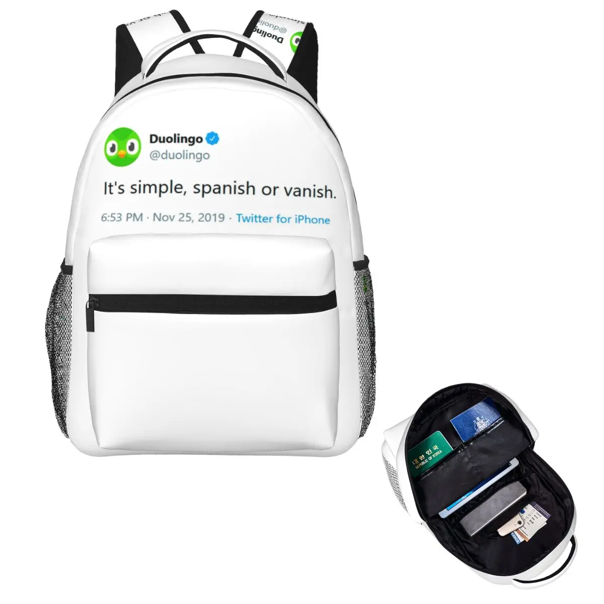 

Рюкзак Evil Duolingo Owl Tweet Meme, Лидер продаж, рюкзак большой емкости, детская сумка для книг, школьная сумка, сумки на плечо для мужчин и женщин