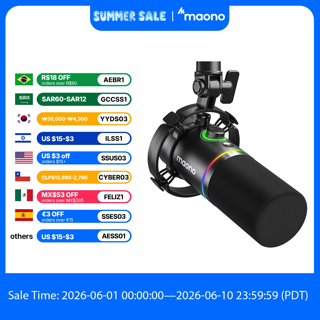 Microphone dynamique XLR/USB Maono PD200X pour jeux, enregistrement, streaming YouTube, microphone en métal avec logiciel, bouton de gain et fonction Tap-to-Mute.