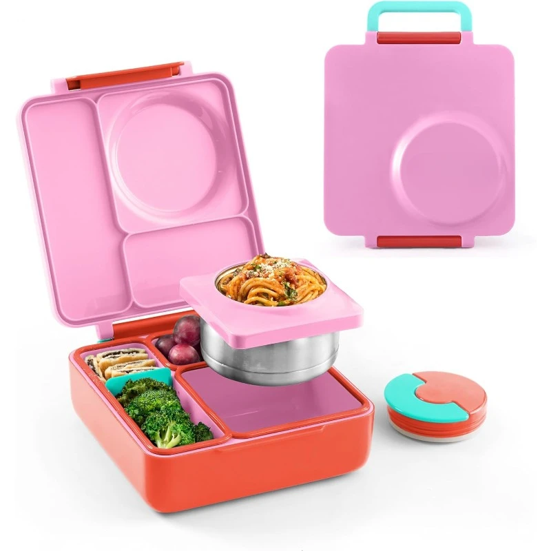 Bento Box for - Insulated with Leak Proof Thermos Food Jar - 3 Compartments, Two Temperature Zones (Single) (Packaging May Vary)