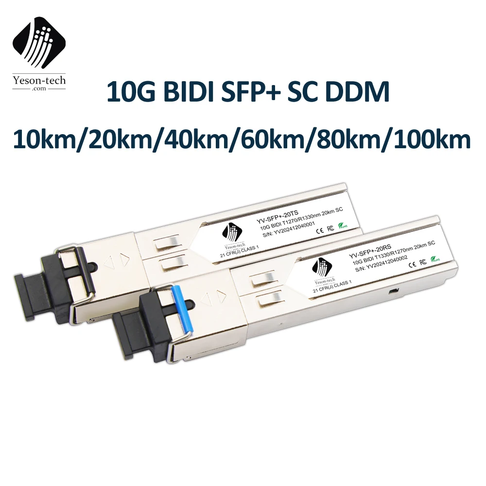 sfp 10gb bidi Module Transceiver SFP+ BIDI 10KM,20km,40km,60km,70KM,80KM,100KM SC T1270/R1330nm Compatible Cisco Mikrotik Ect..