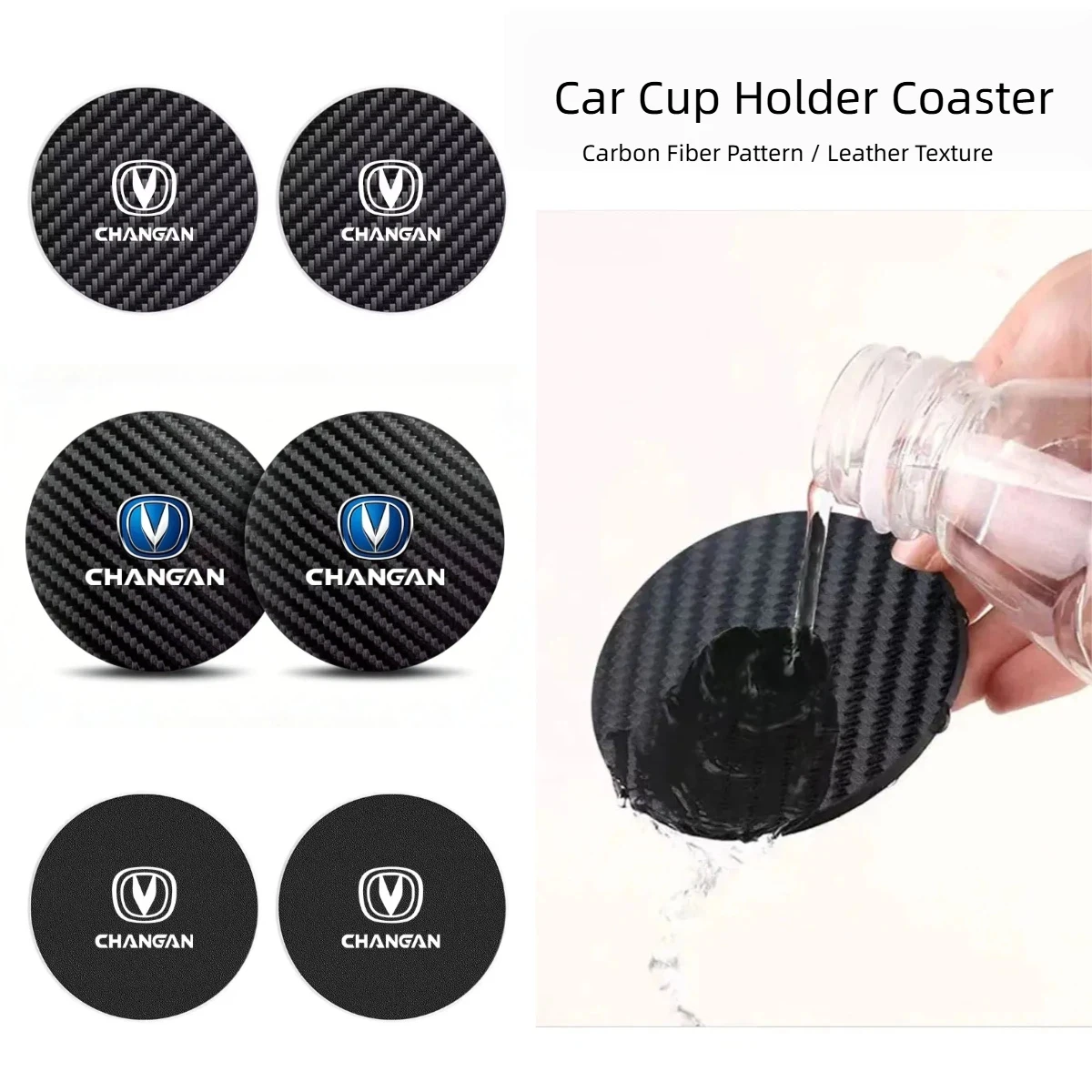 Carbon Fiber Car Water Cup Coaster Mat For Changan UNI-T UNI-K CS75 PLUS CS95 CS35 CS15 CS55 Alsvin Anti-Slip Pad Accessories