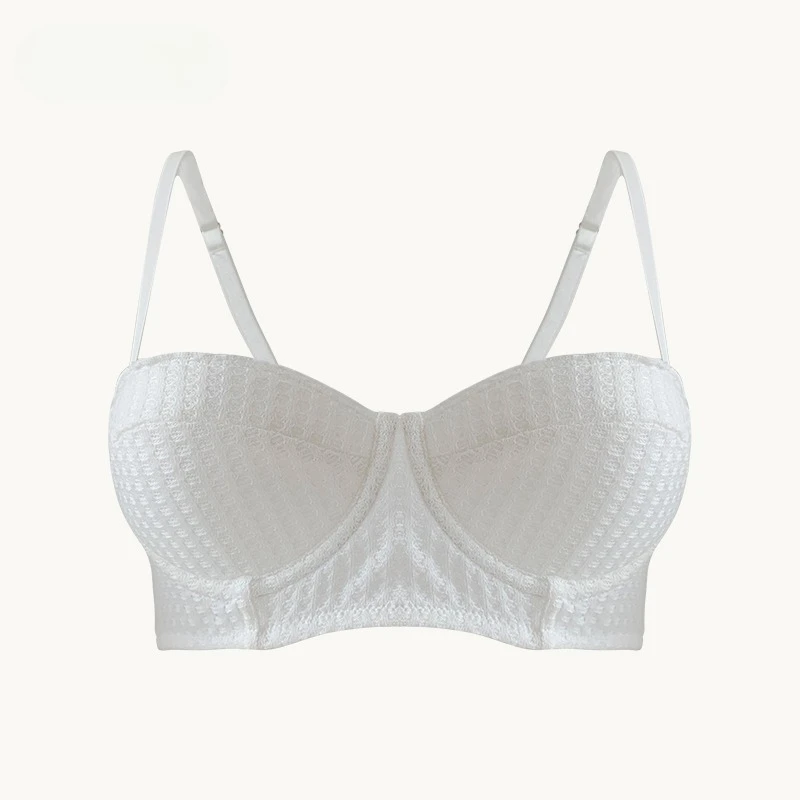 Conjunto de lencería francesa Sexy, sujetador reductor japonés, media Copa, inalámbrico para busto grande, soporte antiflacidez, S-XL Copa AB, Canadá MOYISU