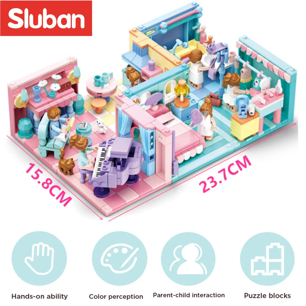 Sluban Building Block Toys Mini Handcrafts 6 IN 1 B0757 Girls Play House Compatbile With Leading Brands 6 PCS Per Set